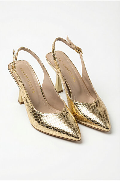 Les Chatelets Serpentine D’Or Women's Snake Pattern Slingback Heeled Shoes