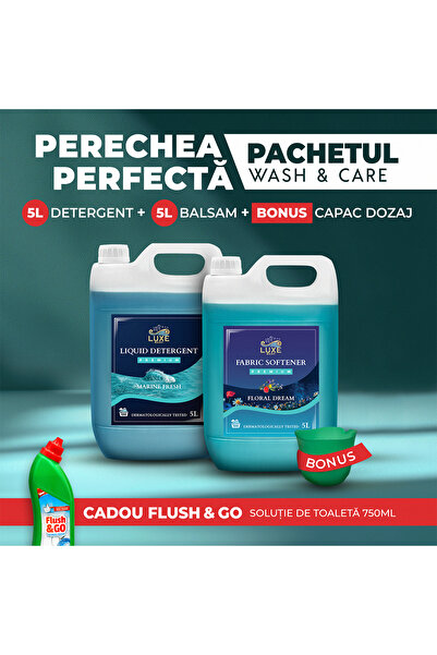 Luxe Wash WASH & CARE - BONUS Cupa Dozaj + CADOU Solutie Toaleta + 5L Deterge...