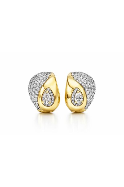 Sense of Atelier Elara Drop Zircon Stone Hoop Earrings-Gold