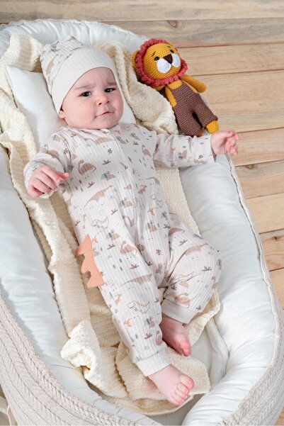 KapsülBebek 100% Organic Cotton Zippered Baby Romper - Hat