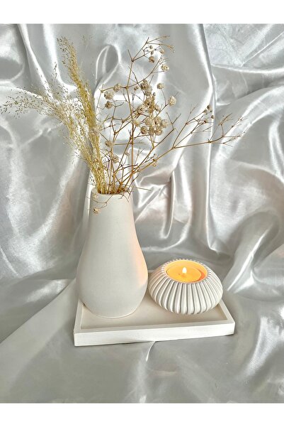 star art Dikdörtgen Tabak Oval Vazo ve Mumluk&Tütsülük Set