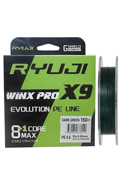 RYUJI خيط صيد WinX Pro X9 150mt بسمك 0.08 مم باللون الأخضر الداكن