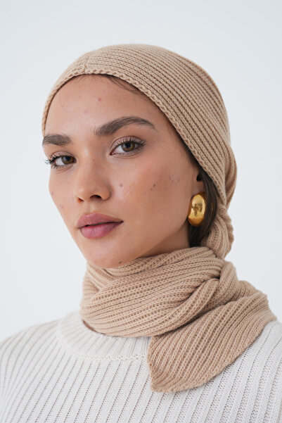 MG OTANTİK Women's Hooded Scarf Soft Textured Knit Shawl