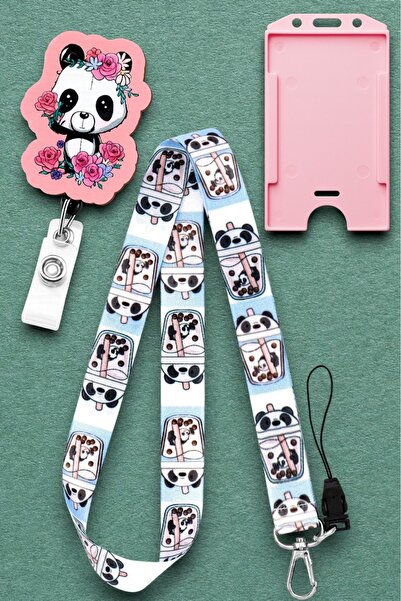 chic crazze حبل تعليق للرقبة على شكل باندا لطيف يحمل مشروبات الحليب، حبل تعلي...