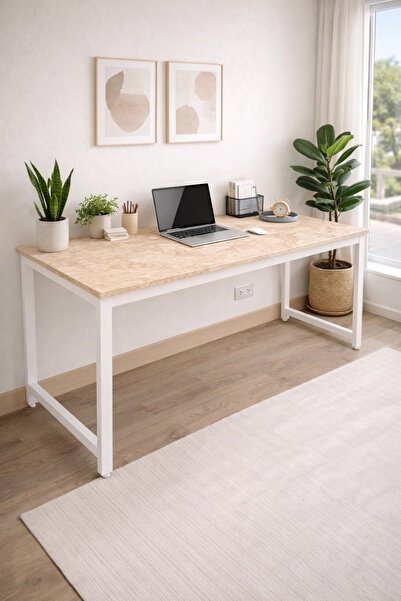 Flinder Merkür/Beyaz 60 X 160 Cm Çalışma Masası, Bilgisayar Masası, Yemek Mas...