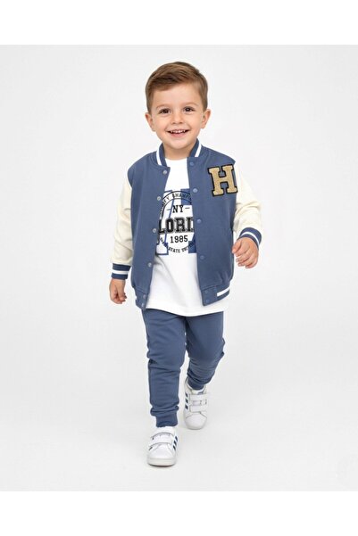 VOY KİDS Boy's Transitional H Embroidered College Jacket, Sweatshirt with Pan...