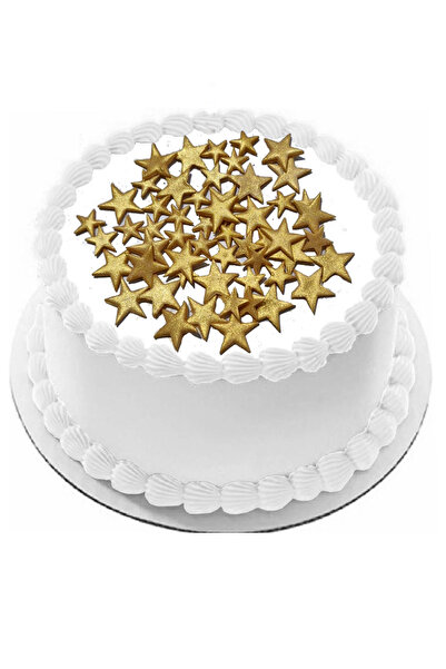 Pasta9 Yenilebilir Pasta Süsü Gold Yıldız Şeker Hamurundan 25 gr