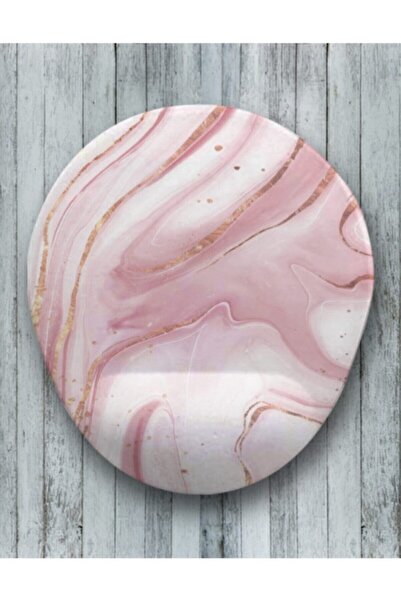 MAĞAZA DEPOM Mermer Desen Pembe Oval Bilek Destekli Mouse Pad