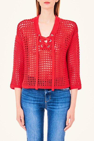 Red Perforated Knitwear