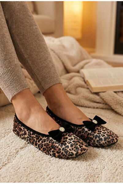 Mijja حذاء منزلي مخملي لامع مزين بفيونكة حجرية، هدية يومية، حذاء غير قابل للا...