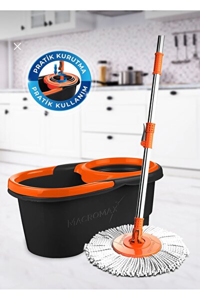 TEDARİK Focus Black otomatik temizlik seti pedalsız döner sıkmalı 360 başlıkl...