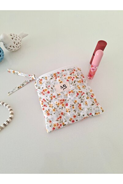 MB Bougainvillea Flower Patterned Makeup Bag - Wallet - Pad Bag - Square