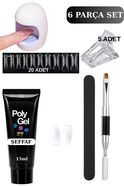 Uni zer 6 Parça Evde Tırnak Uzatma Poly Gel Seti Protez Tırnak Yapma Mini Uv ...