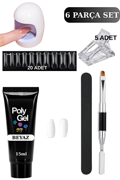 Uni zer 6 Parça Evde Tırnak Uzatma Poly Gel Seti Protez Tırnak Yapma Mini Uv ...