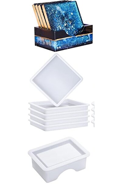 SC GAMA EPOXY SRL Silicone Mold for Square Coaster Set with Holder