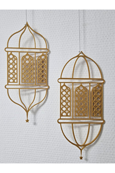 lysiaaccessory Double Gold Ramadan Lantern Wall and Door Ornament - Decorativ...