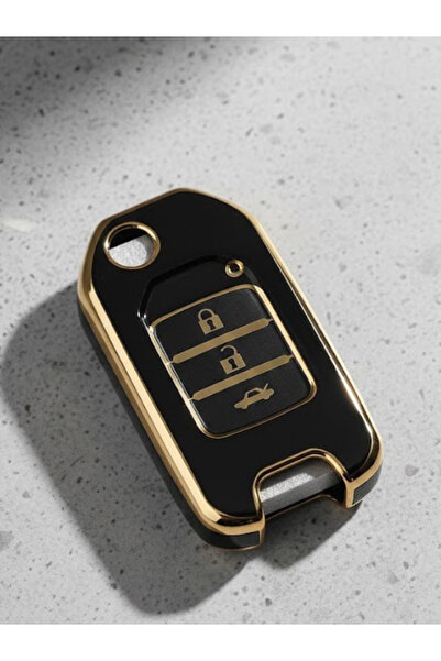 BİVİUM Honda Civic FC5 CRV HRV 3 Buton Nano Anahtar Kılıfı Siyah Gold
