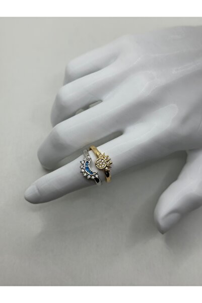 lysiaaccessory Double Steel Ring Set with Sun and Moon Figures |   Couple Ring