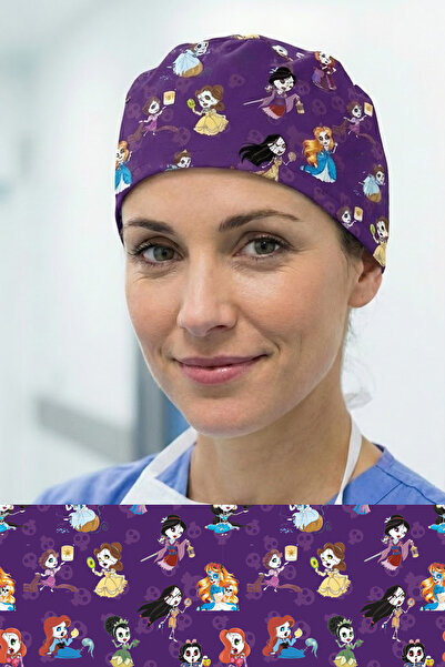 Lion Üniforma Cadılar Desenli Unisex Cerrahi Bone Hemşire ve Doktor Bone