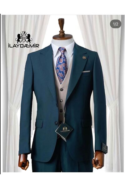 ilayda emir Kırlangıç Yaka, Blazer, Slim Fit, 6 Drop, Erkek Takım Elbise