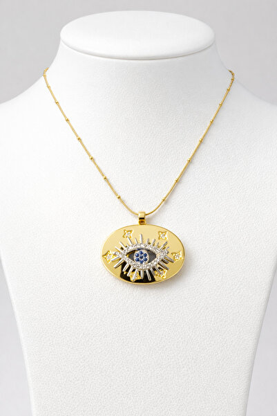 ÇAĞ MODA AKSESUAR Eye Engraved Steel Necklace