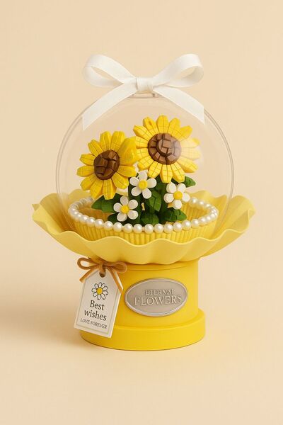 matheon LOZ Mini Eternal Flowers Sunflower 305 Parça LED Işıklı Dekoratif Min...