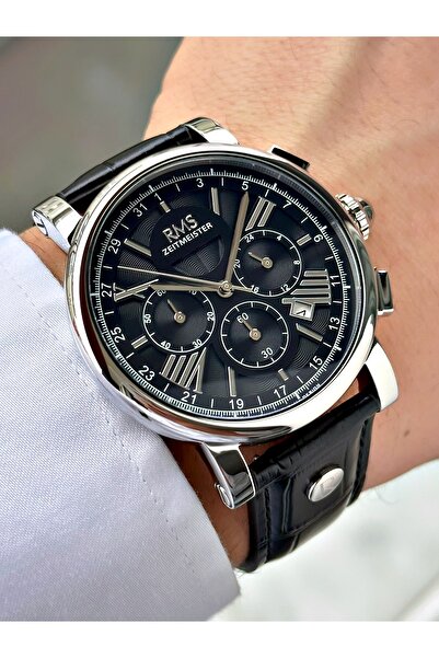 Romanson Functional Leather Cord Black Color Steel Case Men's Wristwatch 1134...