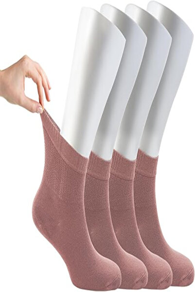 Ozzy Socks Kadın 4 Çift Bambu Lastiksiz Sıkmayan Diabetik Bilek Çorap