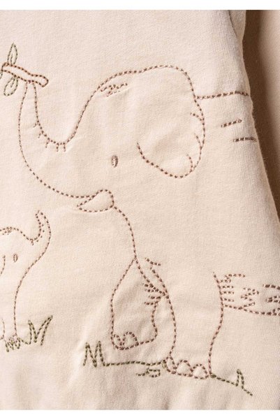 MyPrettyBaby Elephant Embroidered 100% Cotton Baby Boy Seasonal Two-Piece Fabric Top and Bottom 2-Piece Set