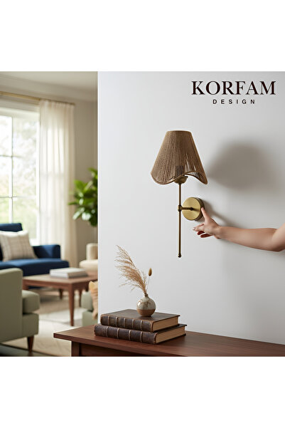 KorFam Wavy Aplik - Kahverengi Asimetrik Şekilli Kablosuz Pilli Aplik