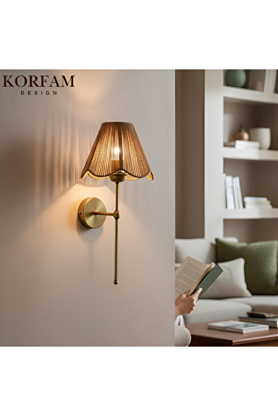 KorFam Rosalinda Aplik - Kahverengi Çiçek Şeklinde Kablosuz Pilli Aplik