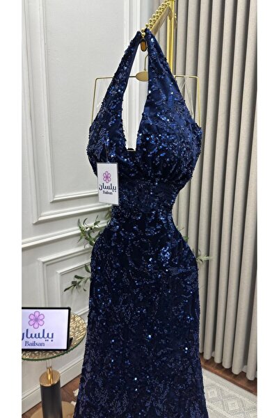 Bailsan navy blue sequined maxi dress