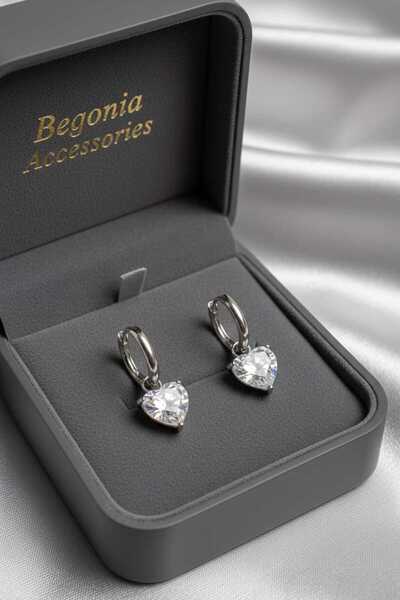 Takıparkxs Vip Steel Dangle Heart Hoop Earrings–Detachable Heart |   Stainles...