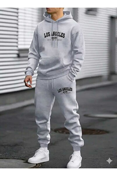 Framgan Ανδρικό σετ φόρμας με στάμπα New York, oversize, με μπλούζα και παντε...