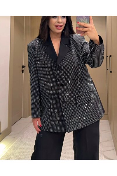 Sep Butik طقم سترة بليزر مرصعة باللون الأسود