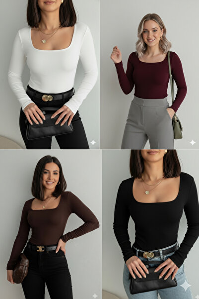 mooishan Advantageous 4-Piece Bust Part Double-Layered Full Stretch Fabric Sq...