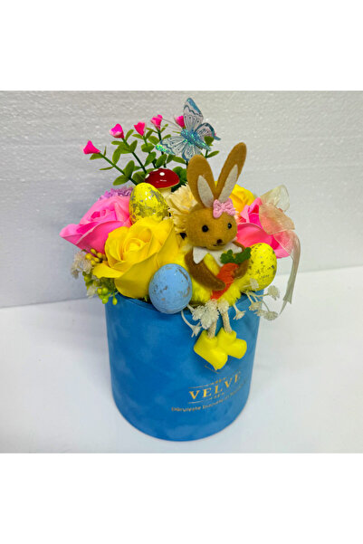velve Aranjament floral Easter,decoratiune iepure,oua decorative, plante verz...
