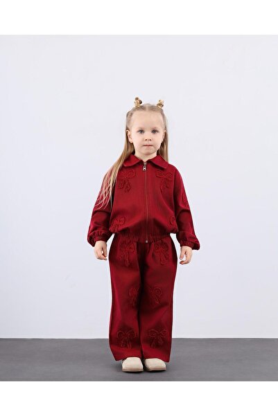 le petit sole Fiyonk işlemeli Bordo Gabardin Takım