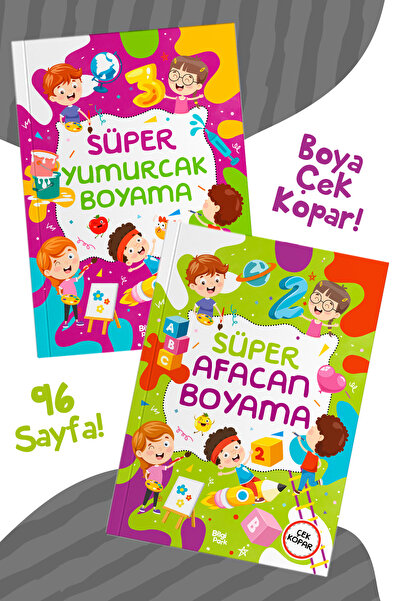 Parodi Yayınları Süper Afacan ve Yumurcak Boyama Kitabı | 2’li Set | Çek-Kopa...