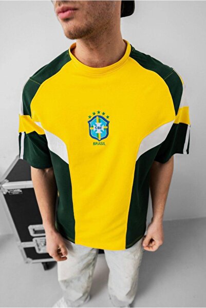 KUN SPORTSWEAR Retro Nostalji̇ Desen R Color Block Premium Tshirt Oversized U...