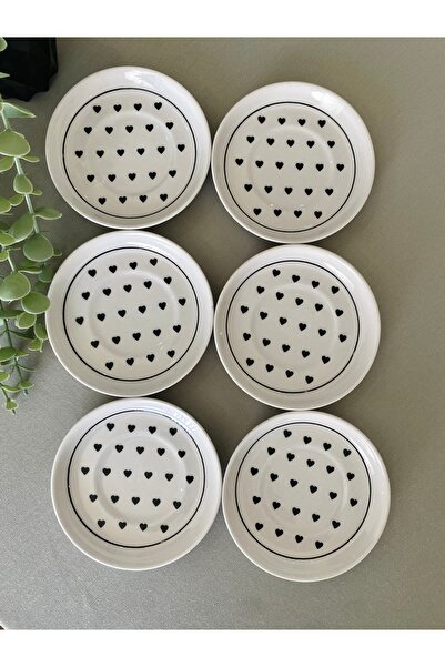 VENÜS HOME DECORATION Black Heart Model 6 Tea Plates