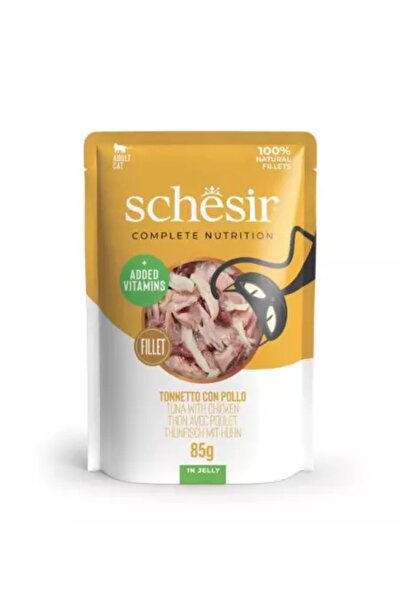 Schesir Shears adult cat wet food, tuna and chicken flavor in jelly. 85g