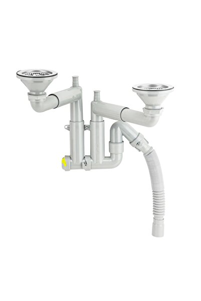 AKKON Premium Çöpmak Çift Gözlü Teleskopik Lavabo ve Evye Sifonu | Geniş Kafa...