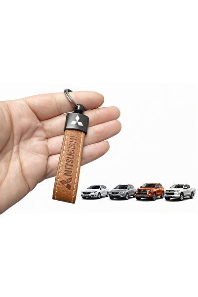 STİLİX GARAGE سلسلة مفاتيح من الجلد من ميتسوبيشي سوني، تصميم أنيق، متين، بني،...