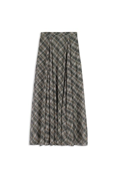 praye Plaid patterned chiffon skirt çağla