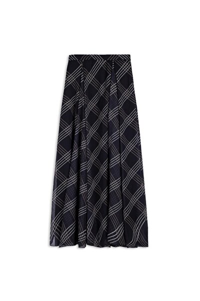 praye Fusta din șifon cu model în dungi, neagră