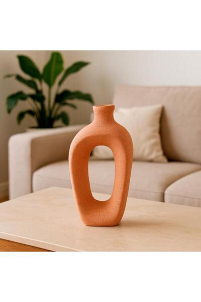 Generic Ceramic Oval Decorative Vase in Light Pink