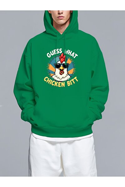 MIXSNOW A rooster wearing sunglasses says - Men's Printed Hooded Oversize Swe...