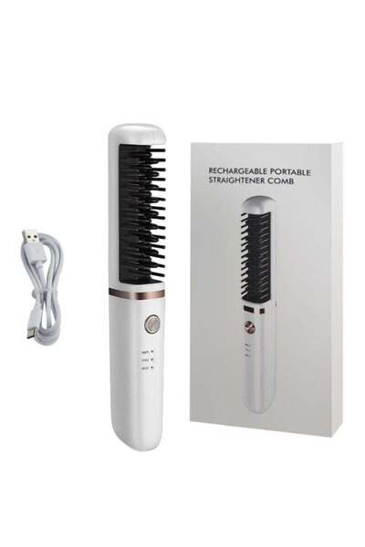 Arabest Portable Usb Rechargeable Hair Straightening Comb Wireless Curling Iron