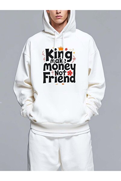 MIXSNOW King makes money not friend - Men's Printed Hooded Oversize Sweatshirt